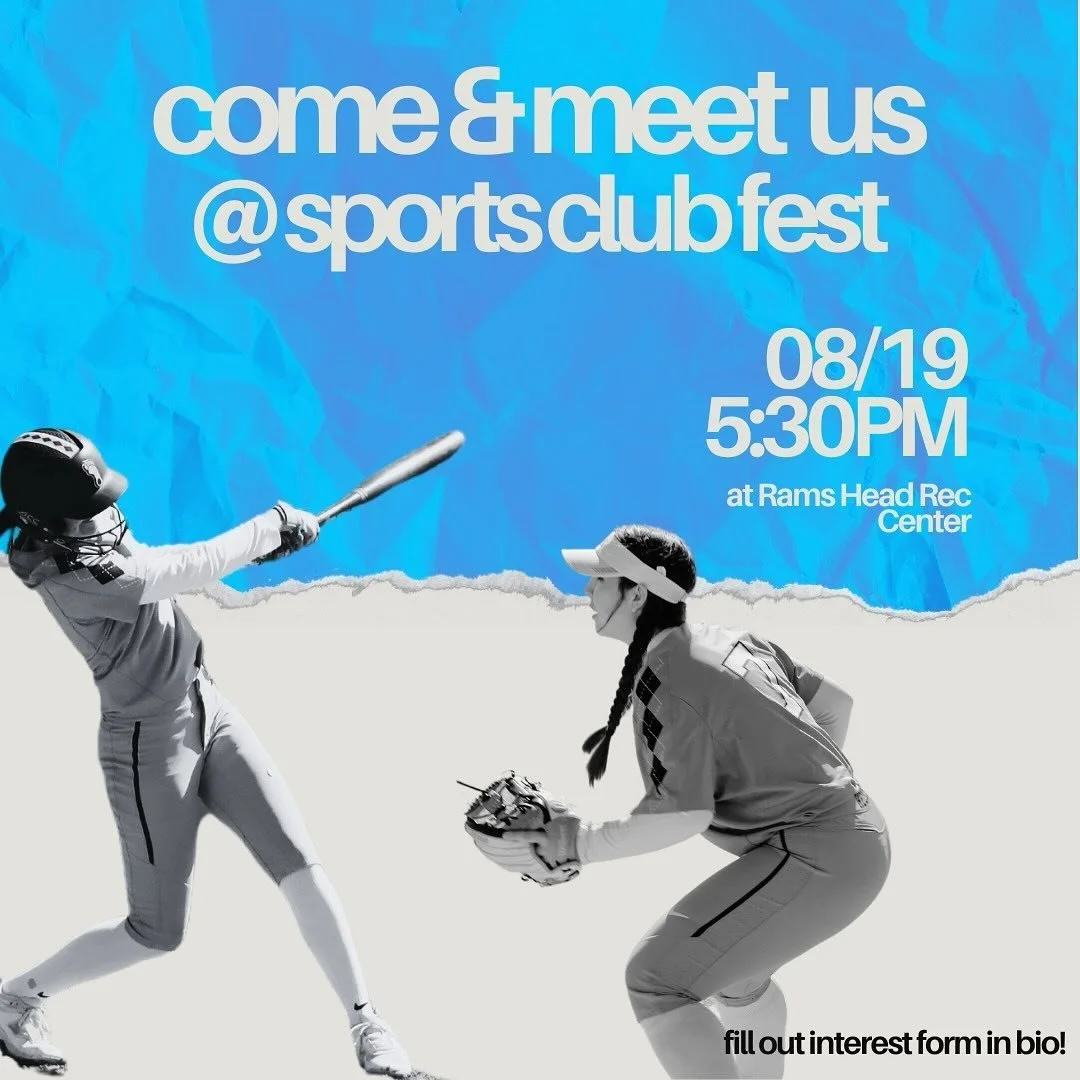 Club Softball will be at a table during Club Sports Fest so come and check us out 🕺🕺 Also please fill out the form in our bio if you are interested in trying out this year!