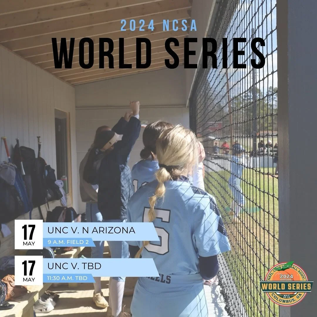 Day 2 of the World Series!🥎🙌 Had a great day yesterday and went 2-1. Today the Tar Heels play at 9 and the next game is TBD!