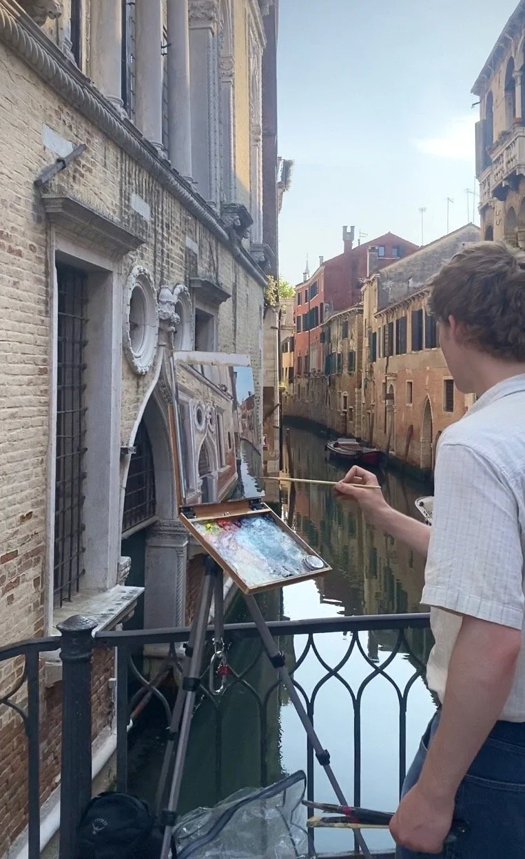 Harry Gilbert painting in venice