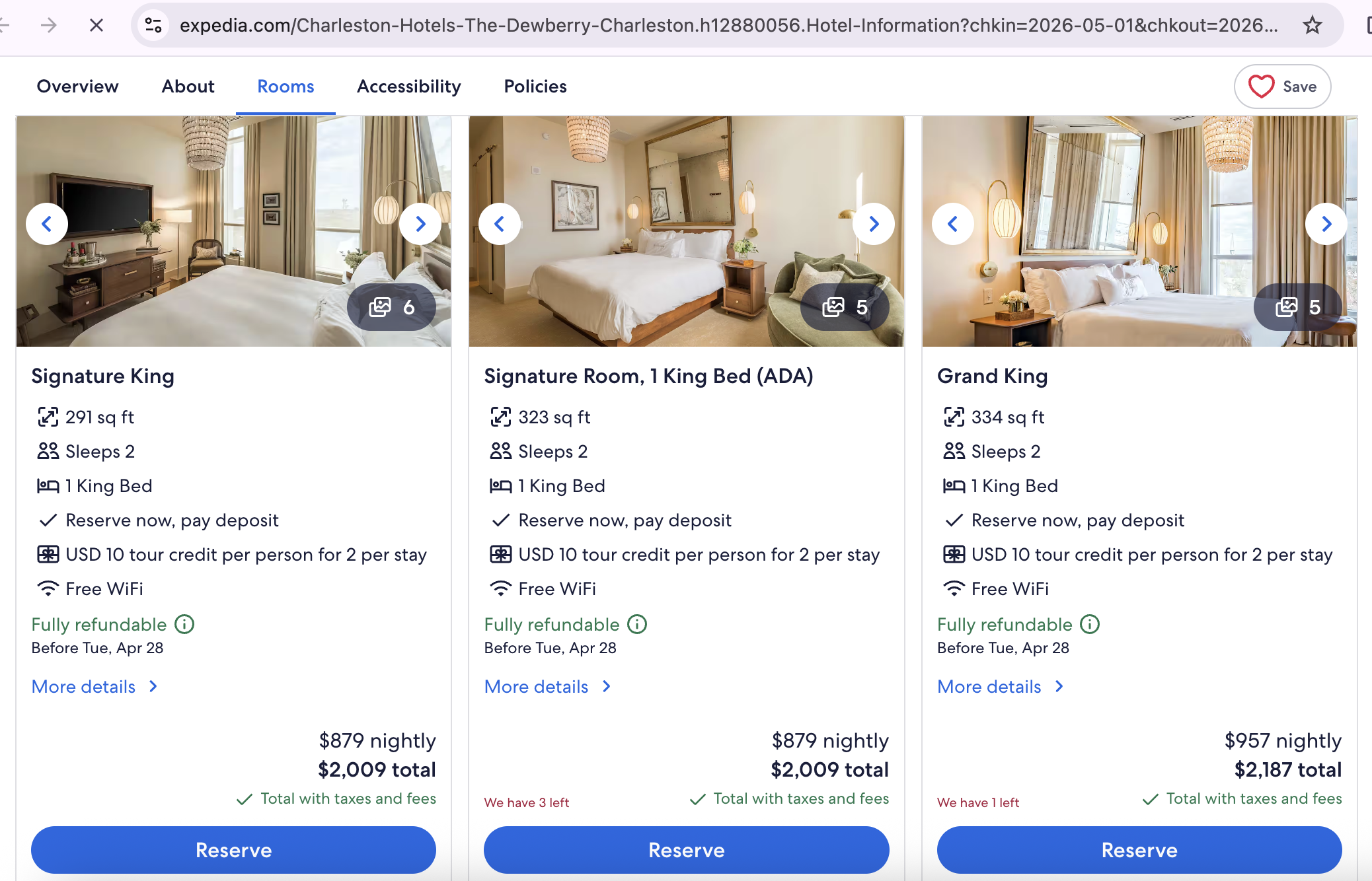 Price for Dewberry Charleston on Expedia
