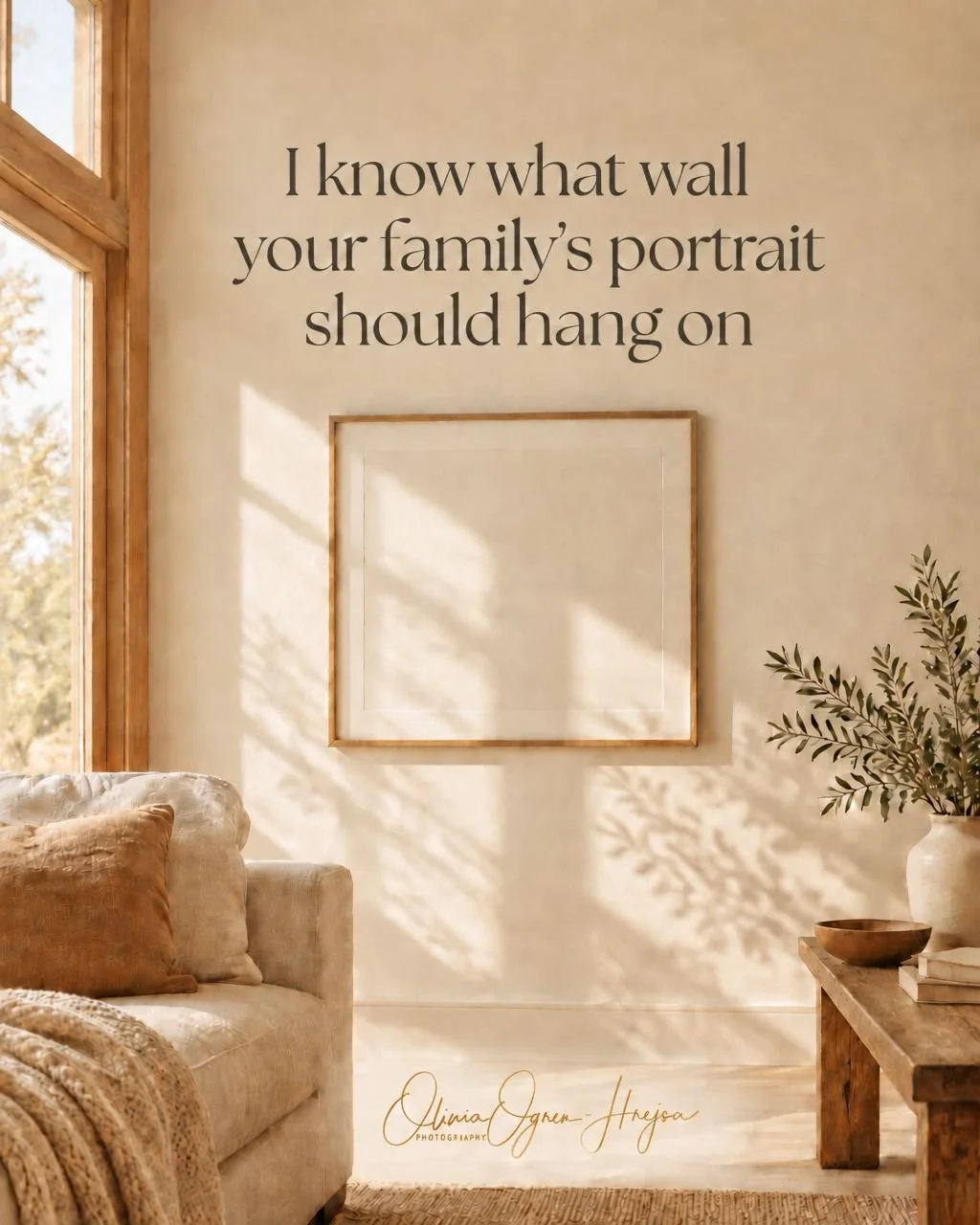 The wall comes first, then the art. 

Every session I plan starts with the spot where your family's portrait will hang or the album spread it will become, so every frame has a job before you ever step in front of the camera. We choose the wardrobe, l