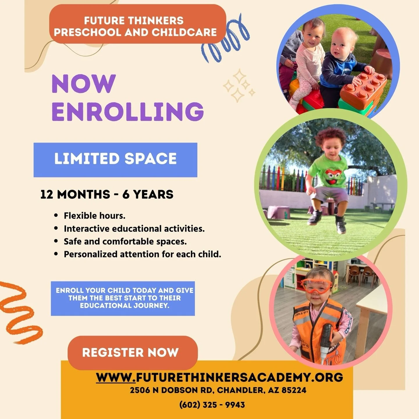 Little hands, big futures 💫 We&rsquo;re now enrolling! Come tour our center and see where your child&rsquo;s learning journey begins. 💛 
.
.
.
.
.
.
.
.
.
#nowenrolling✏️✏️✏️ #takeatour #chandlercenter #childcareprovider #childcarecenter
