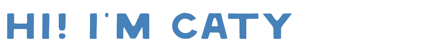 Text on image reads: "HI! I'M CATY" in bold blue letters.