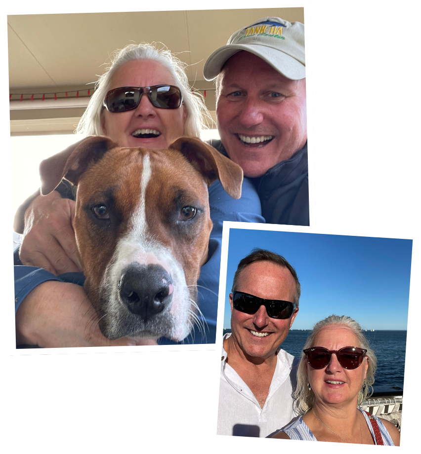 Barbara Pezze, Jack, and their dog Pfred, the artists behind PB and J