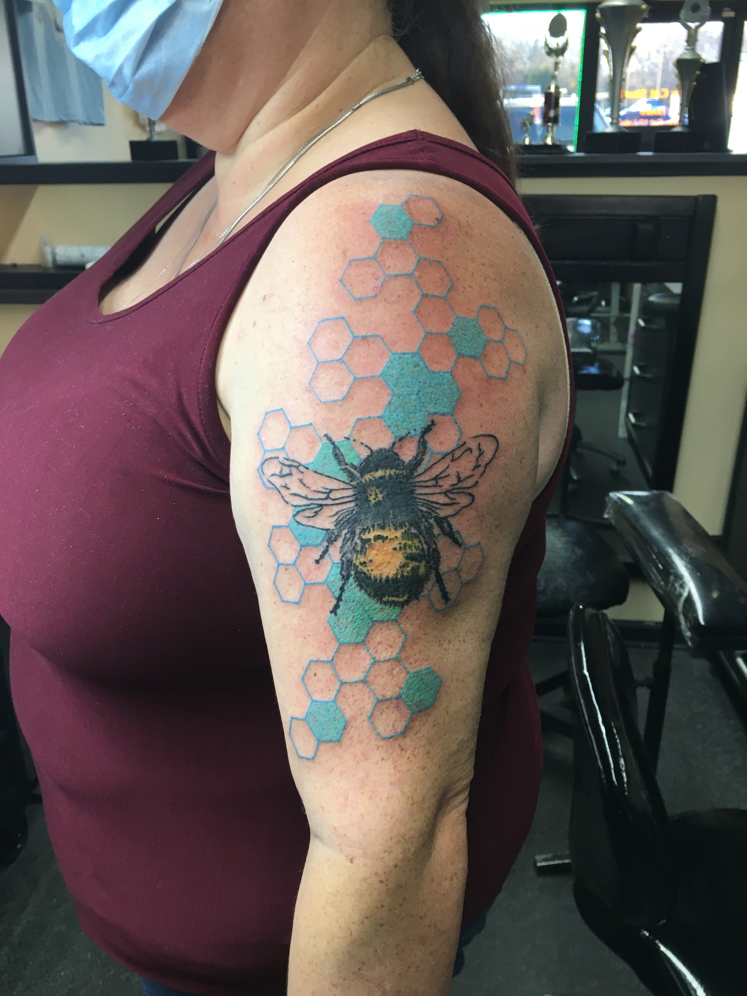 bumble bee ink arm sleeve tattoo Keith Cromie