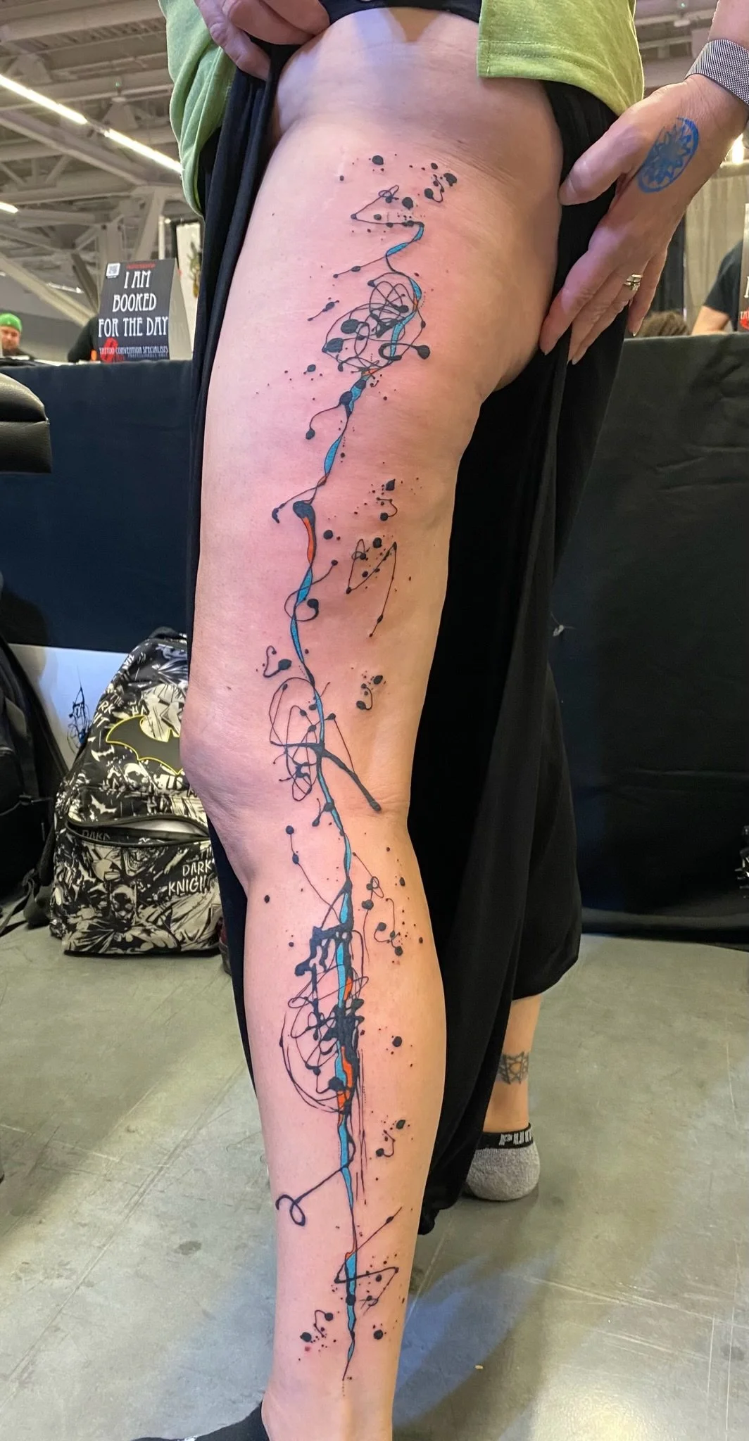 leg tattoo abstract watercolor tattoo Keith Cromie