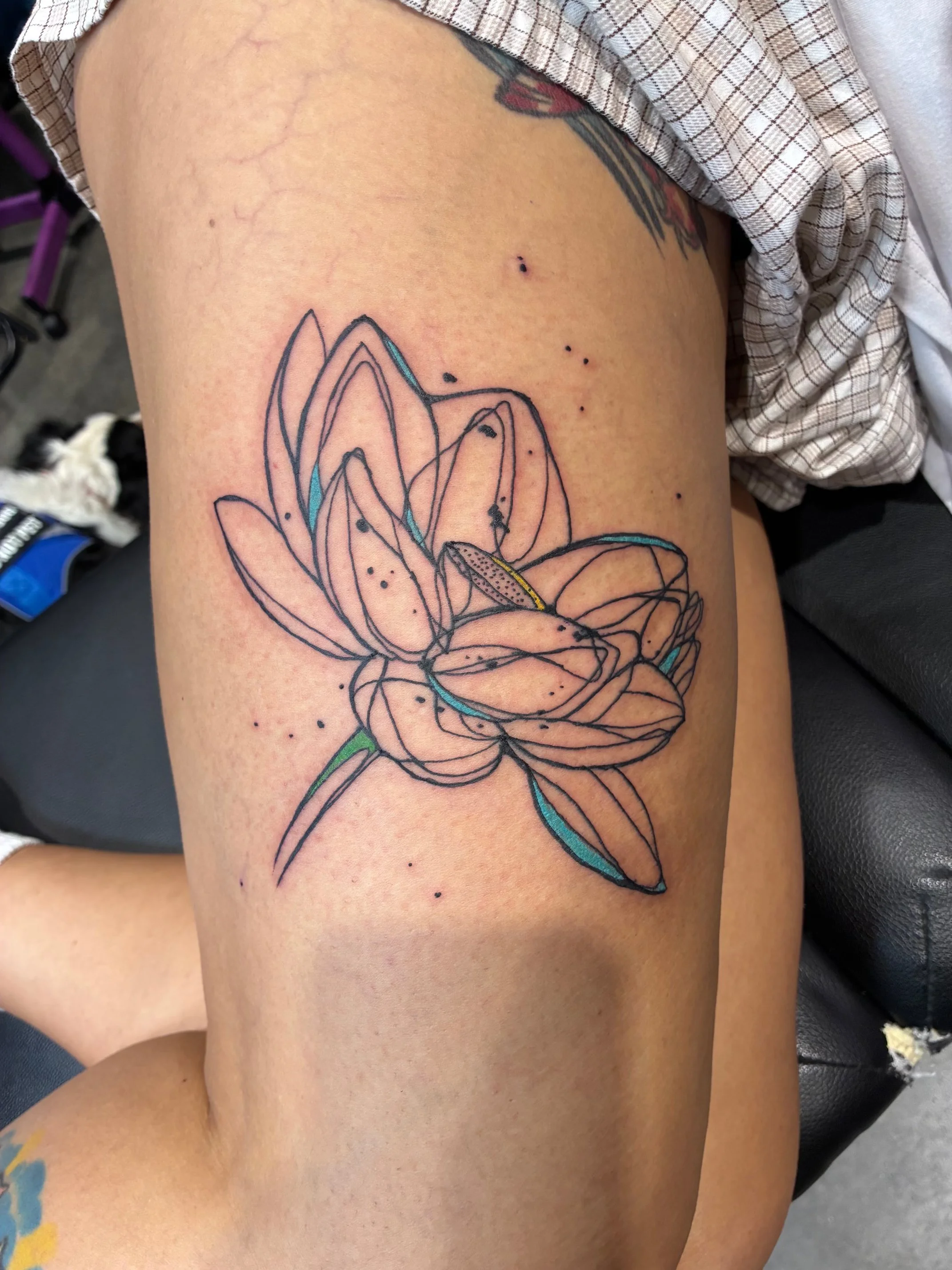 lotus leg tattoo Keith Cromie