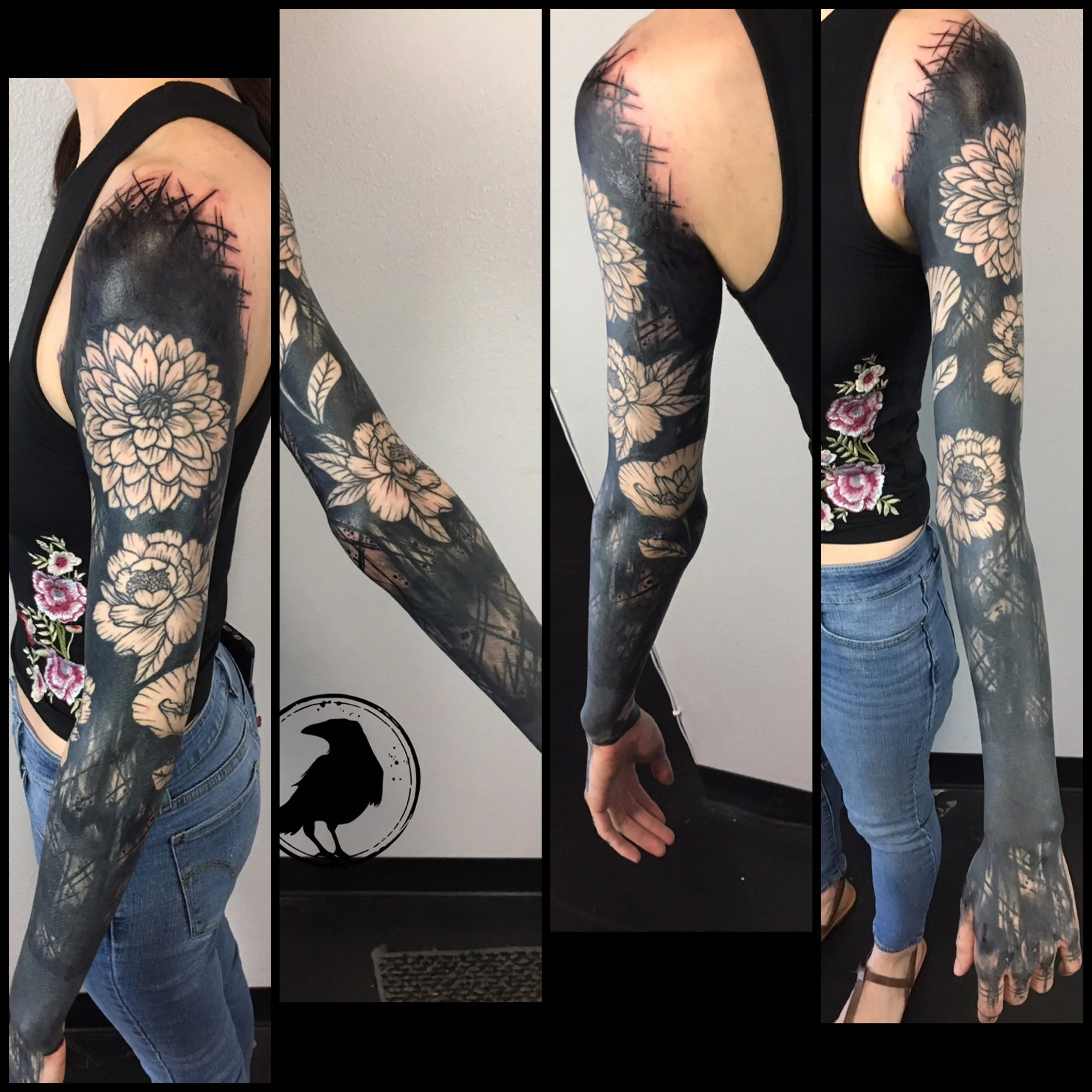 Blackout floral tattoo keith Cromie