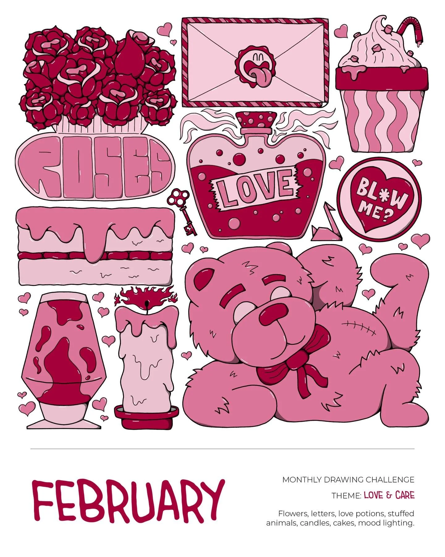 Really enjoying these monthly illustrations! Check out February and I better get started on March&hellip; ❤️

#monthlyillustration #february #drawing #drawingchallenge #handdrawn