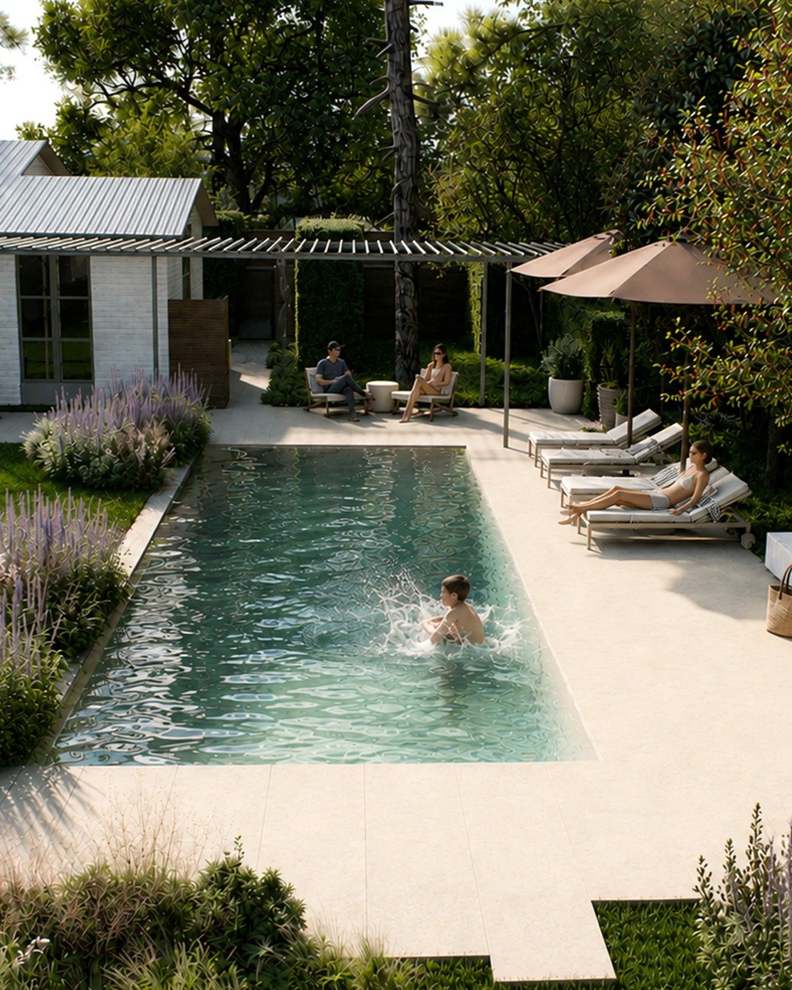 What good is a beautiful landscape if no one jumps in. On this rainy Texas Friday, we're dreaming of sunnier days &mdash; and jumping into new projects.

#landscapearchitecture #outdoorliving #pooldesign #gardendesign