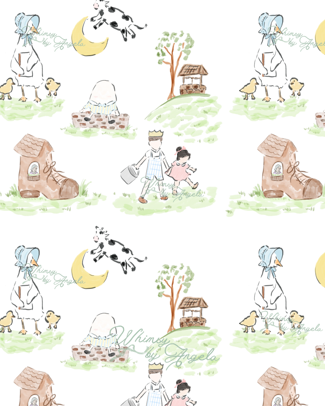 Sweet Nursery Rhymes- Seamless Pattern