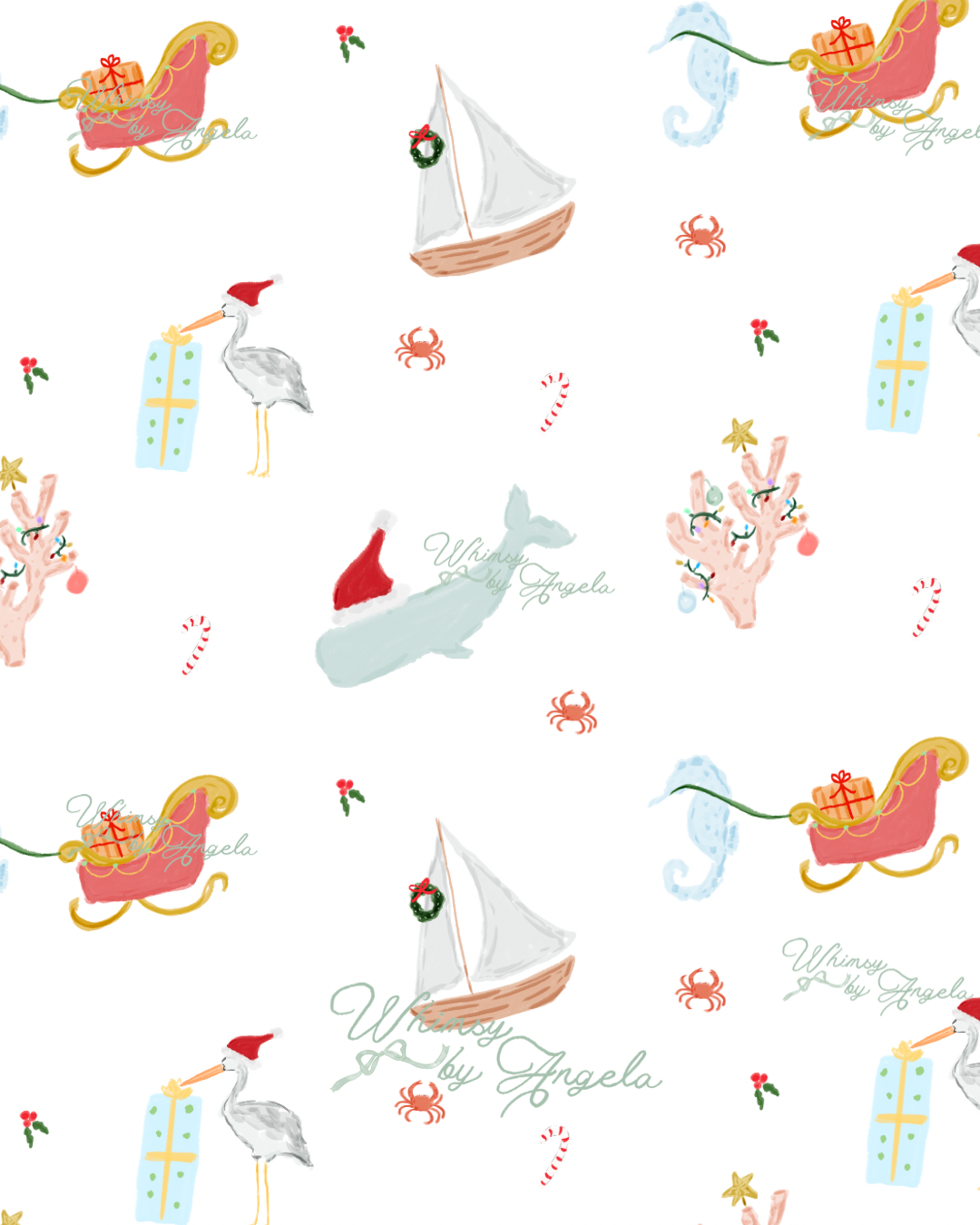 Coastal Christmas - Seamless Pattern