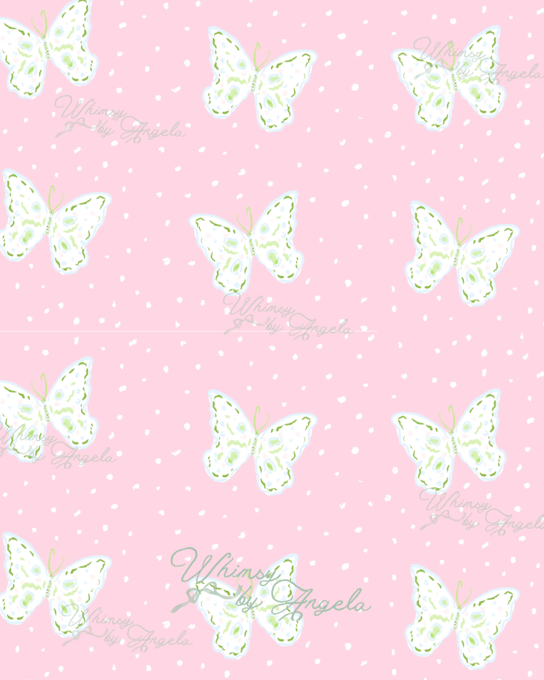 Pink Butterflies Dots