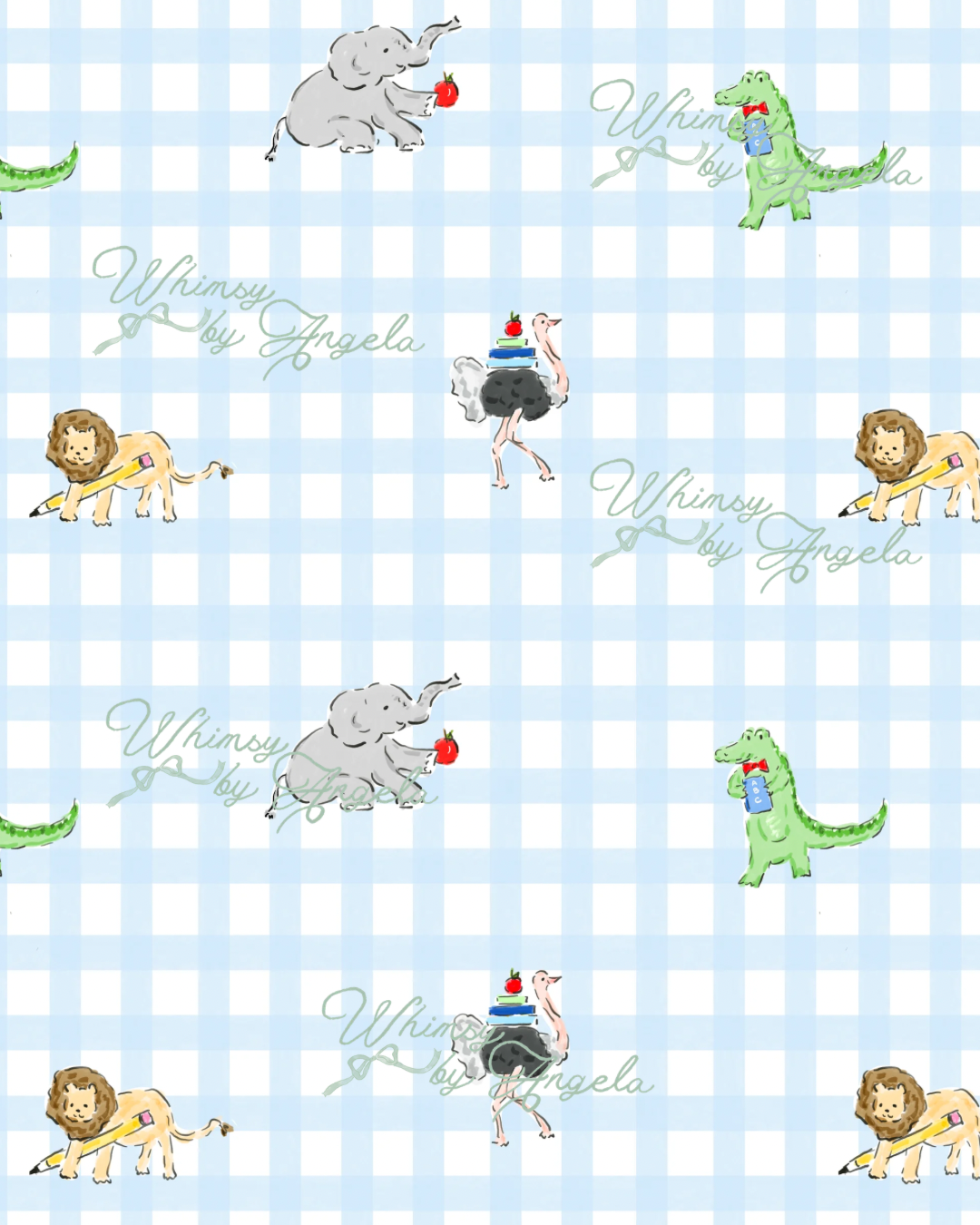 ABC Blue Gingham Zoo