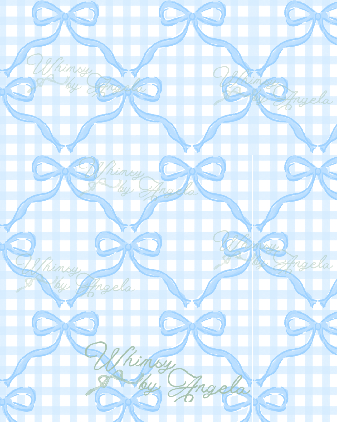 Blue Bows on Blue Gingham