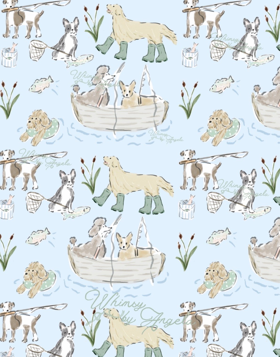 The Fishing Pups in Blue