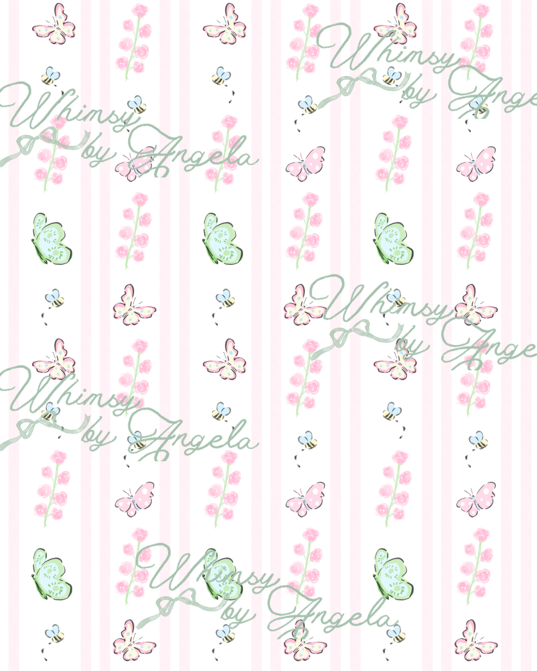Spring Blooms Butterflies  - Seamless Pattern