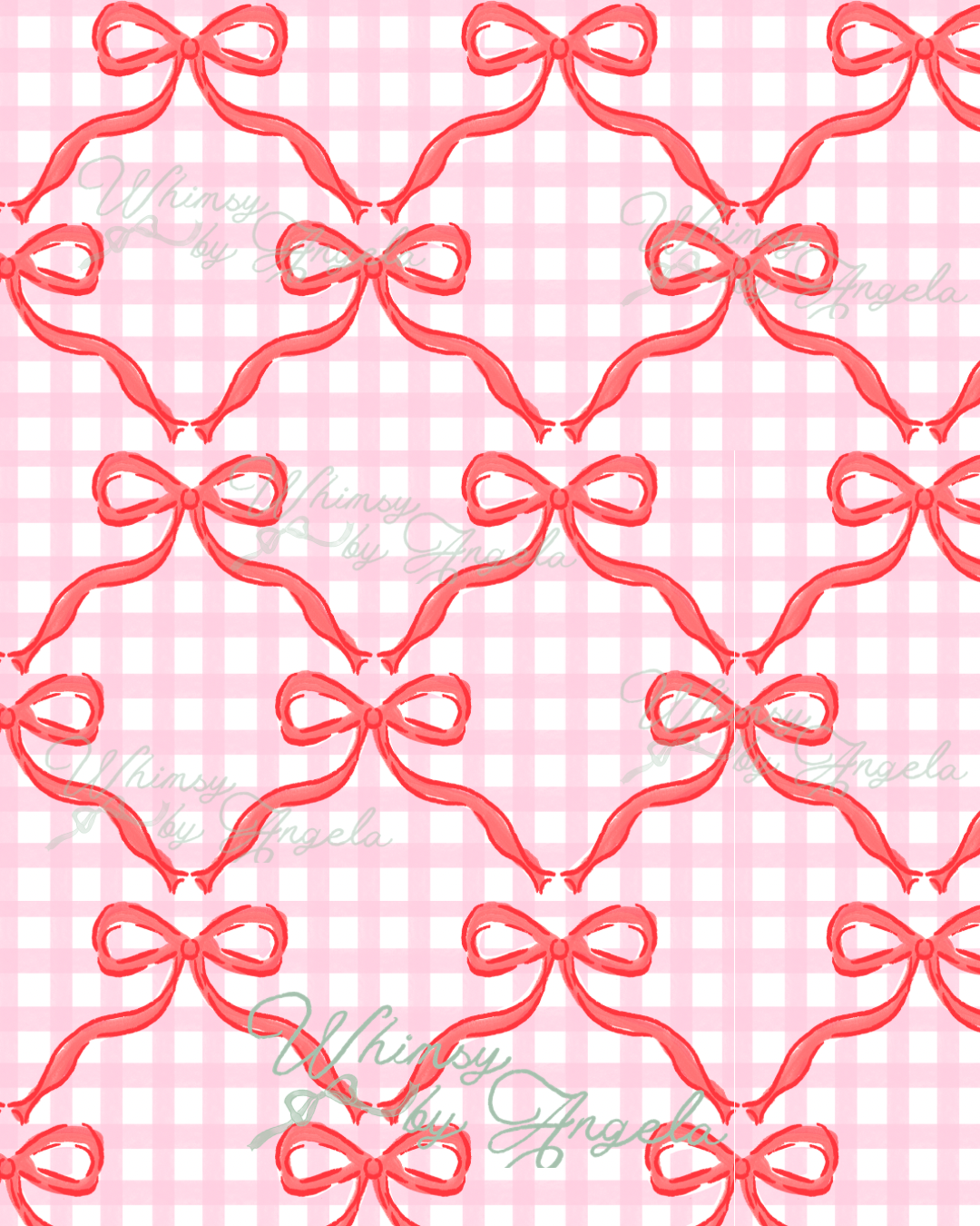 Red Bows on Pink Gingham