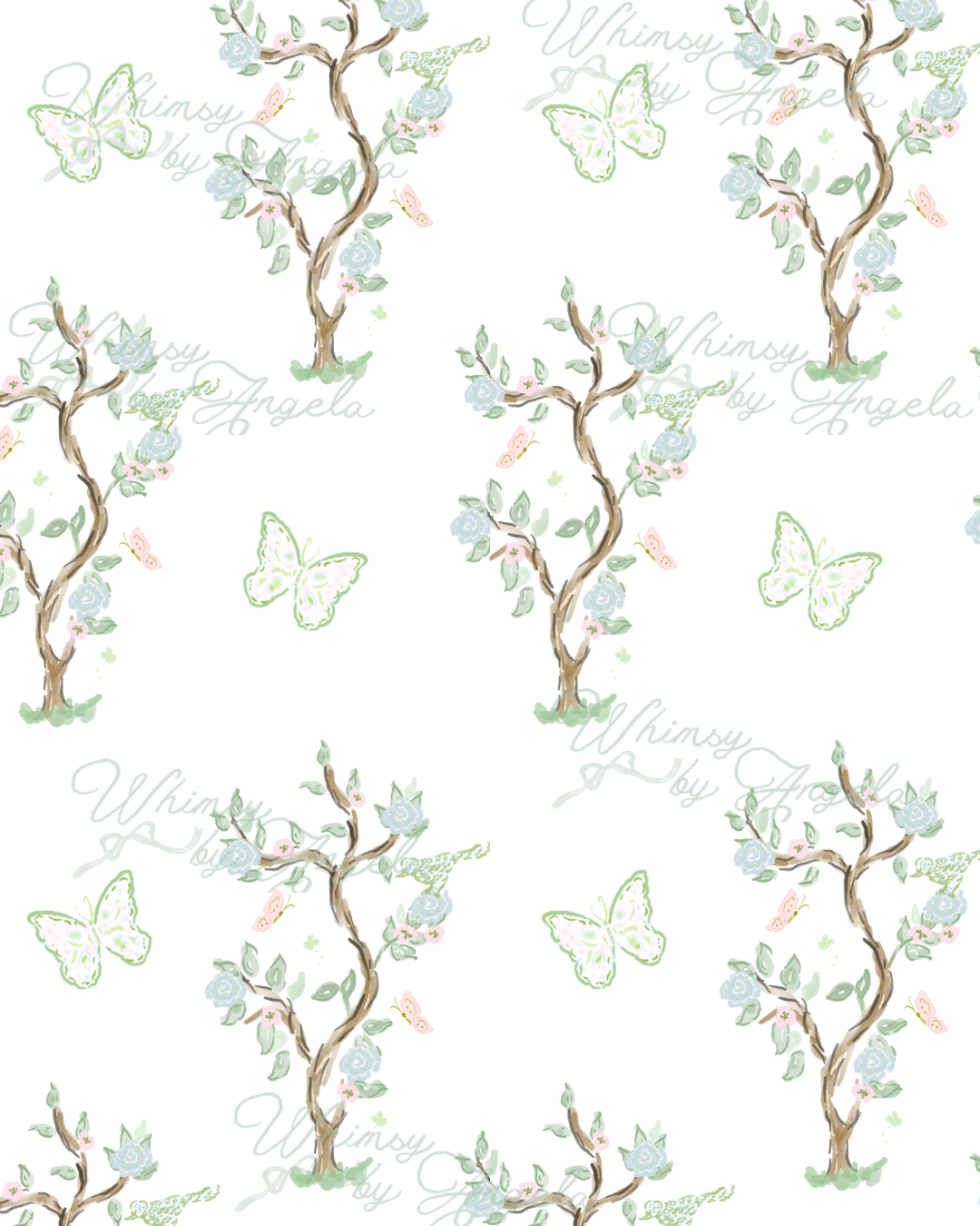 Chinoiserie Whimsy Butterfly - Seamless Pattern