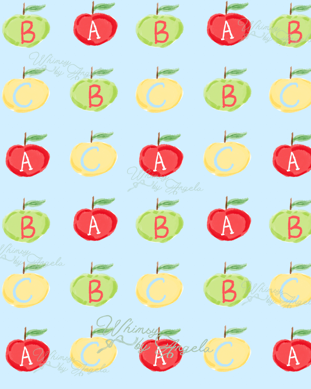 ABC Applies in Blue Pattern