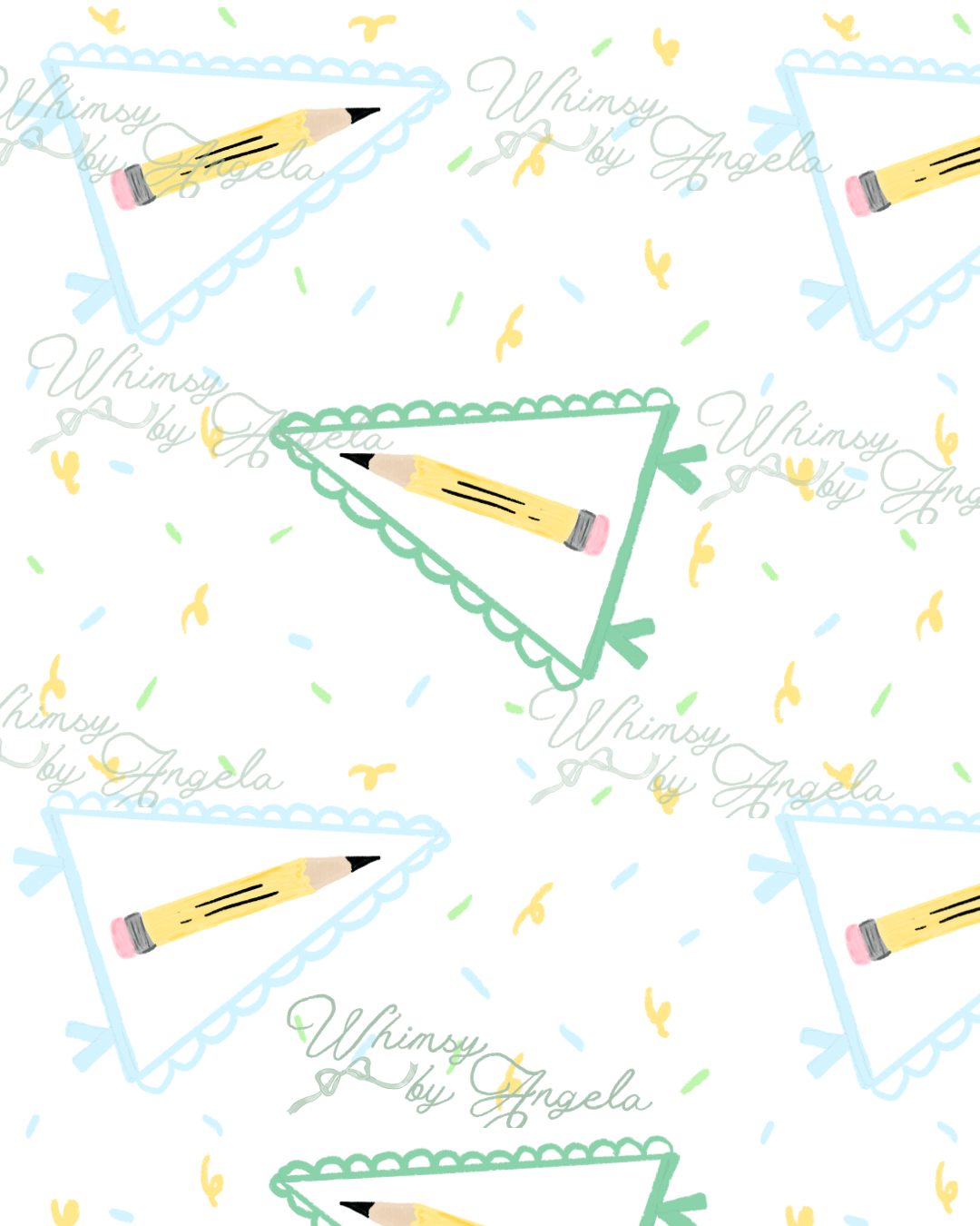 Party Pencil Pennants in Blue and Green
