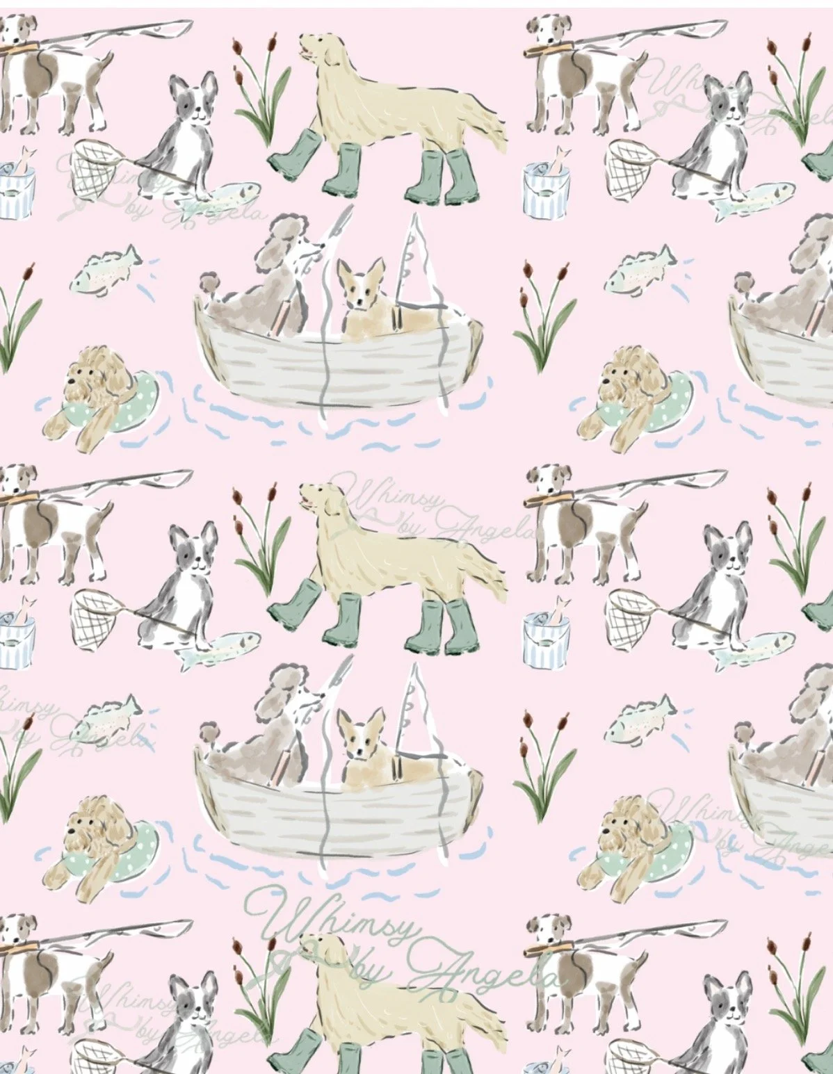 The Fishing Pups in Pink