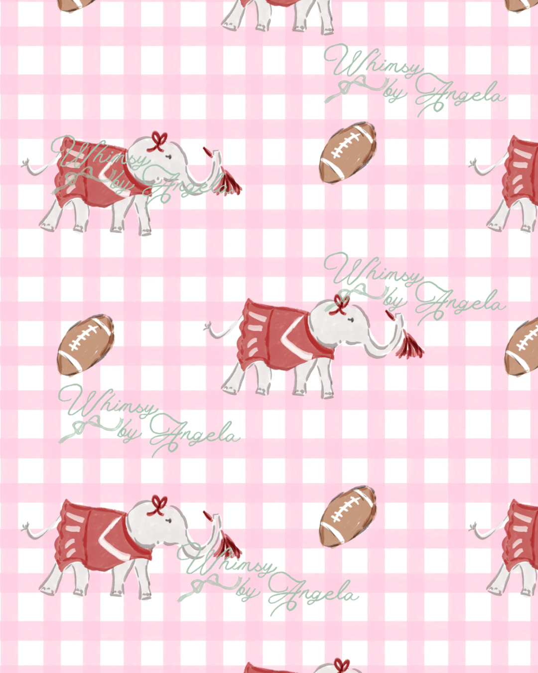 Cheerleader Elephant Pink Gingham