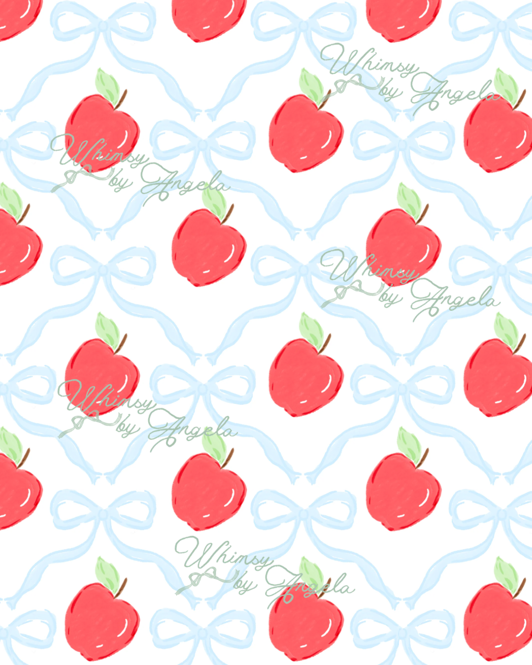 Bows and Apples Blue