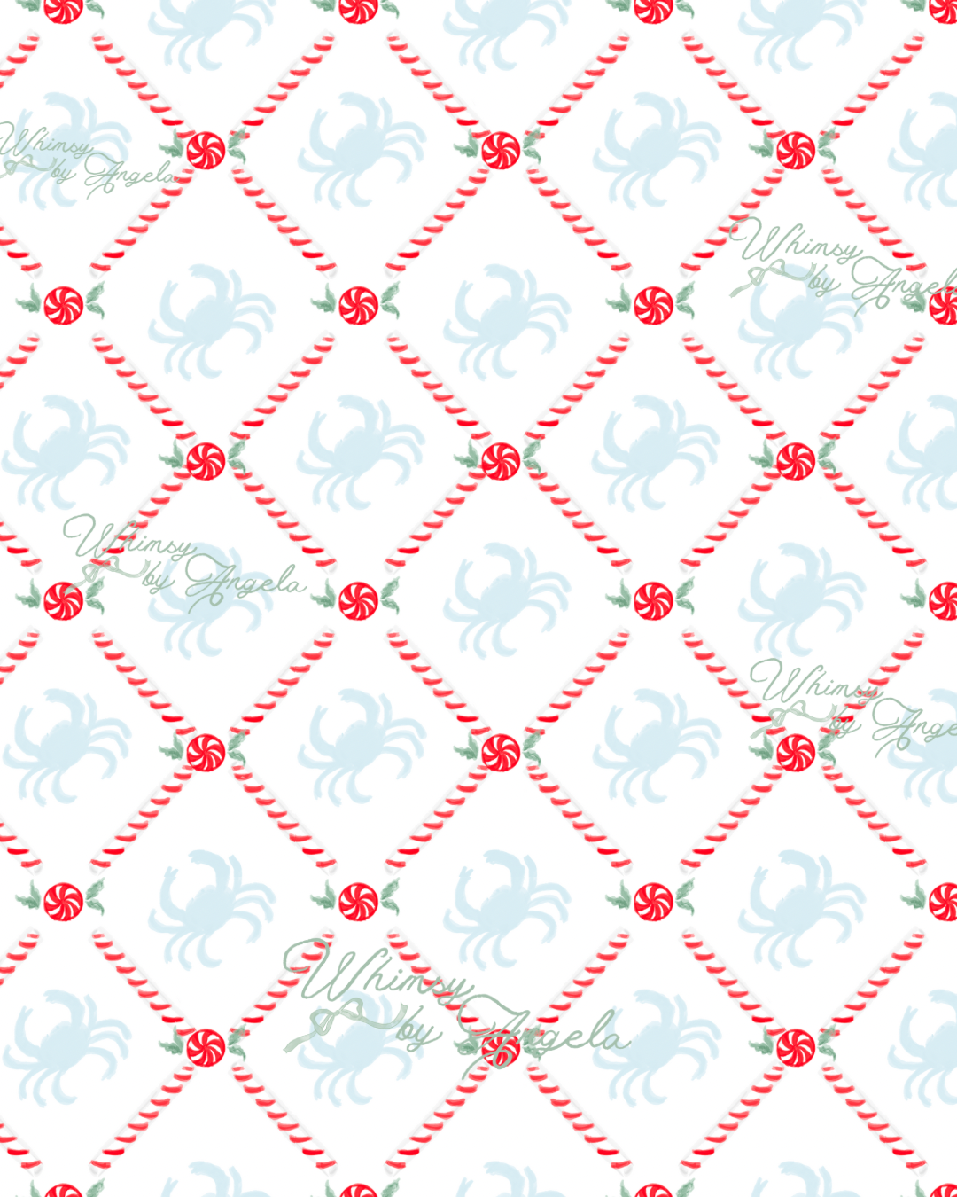 Peppermint Crabs - Seamless Pattern