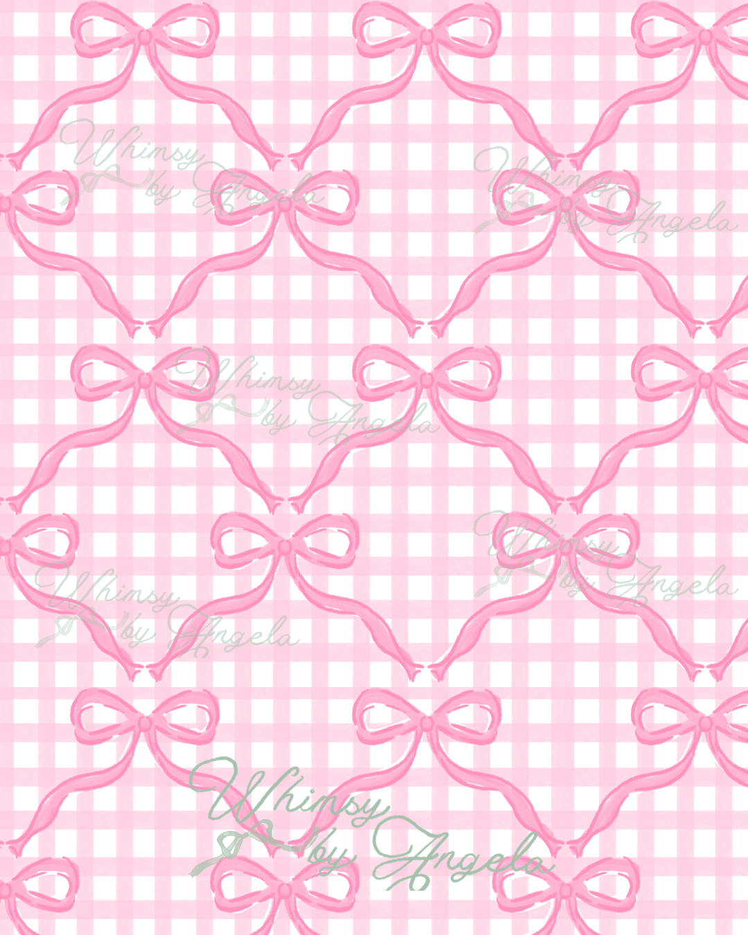 Pink Bows on Pink Gingham