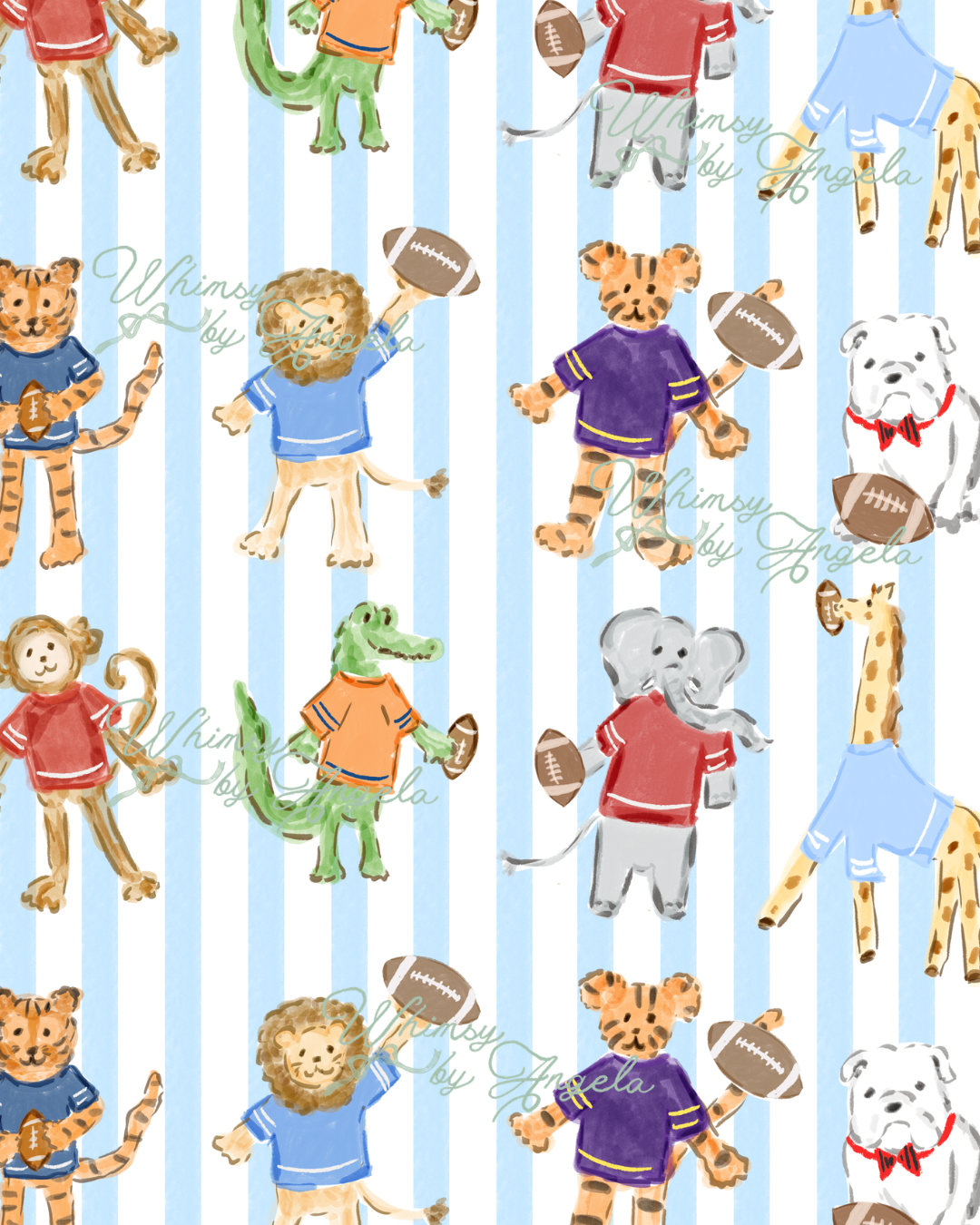 Football Zoo Animals Blue