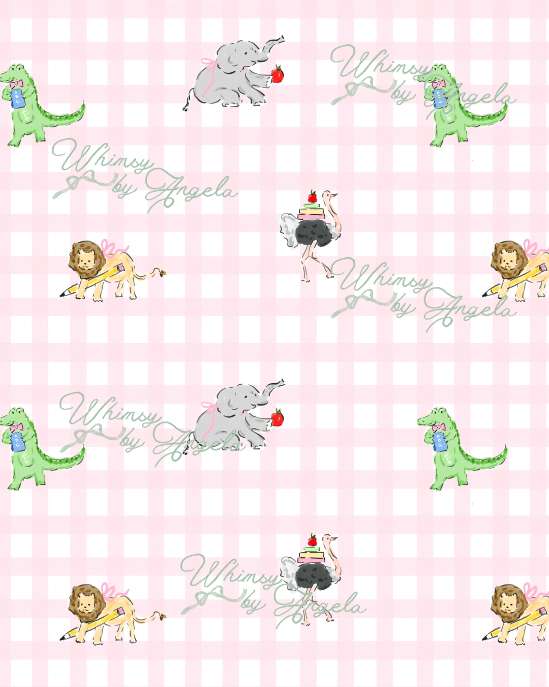 ABC Pink Gingham Zoo