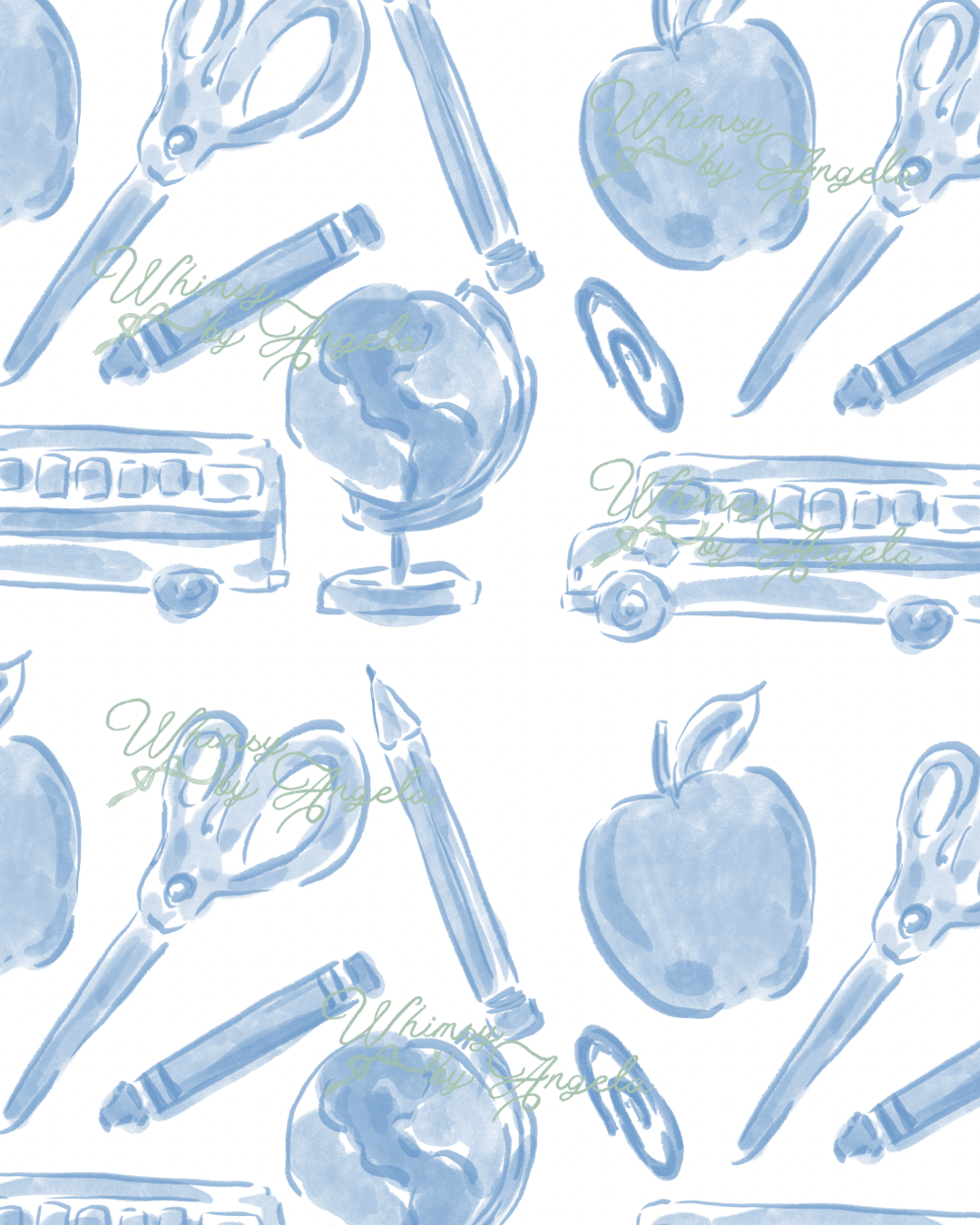 Back to School Toile in Blue