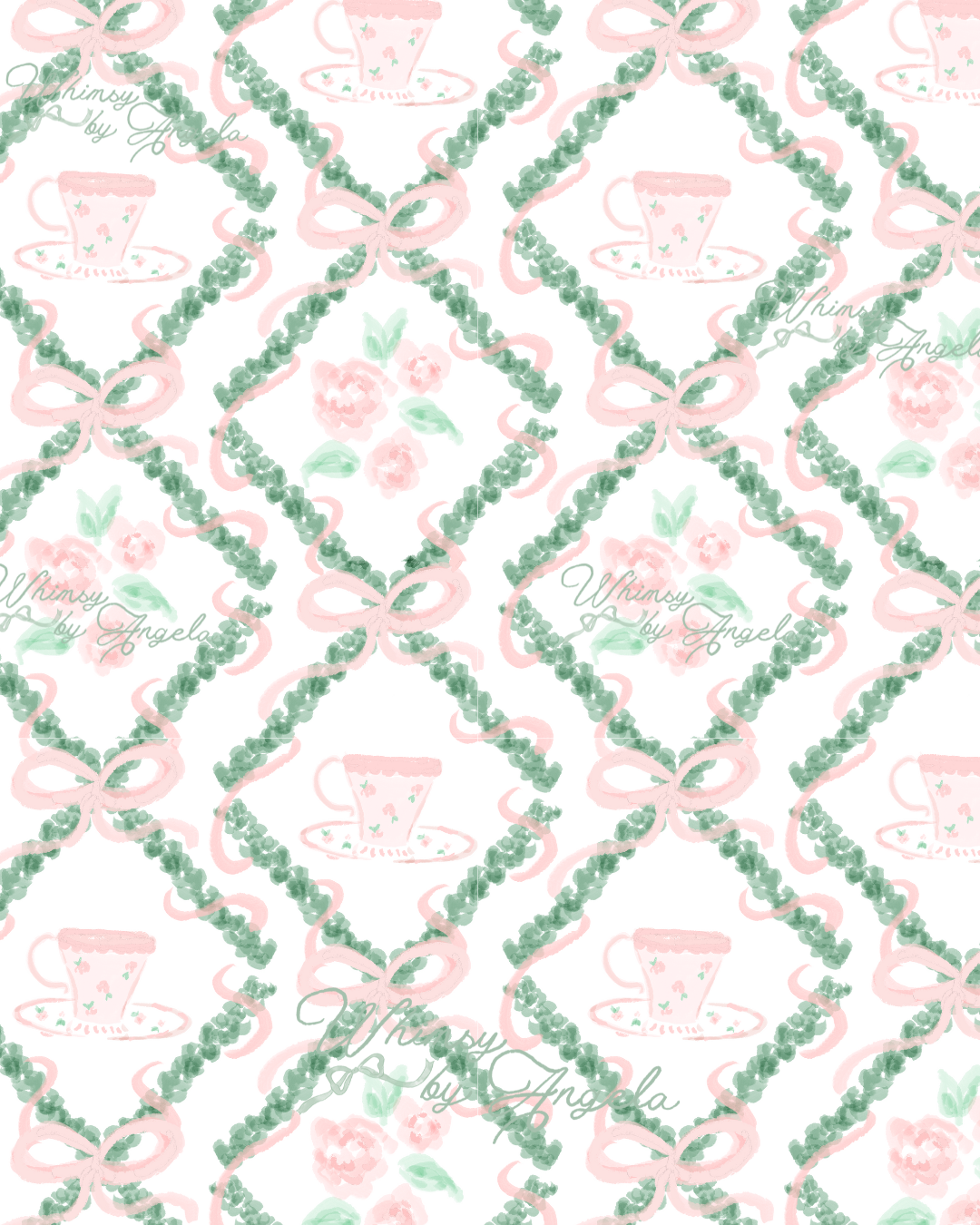 Teas and Bows- Seamless Pattern