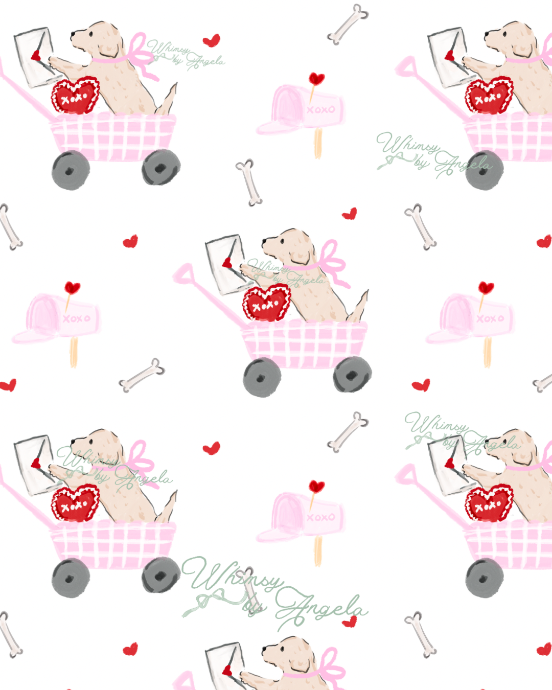 Golden Love Letters - Pink - Seamless File
