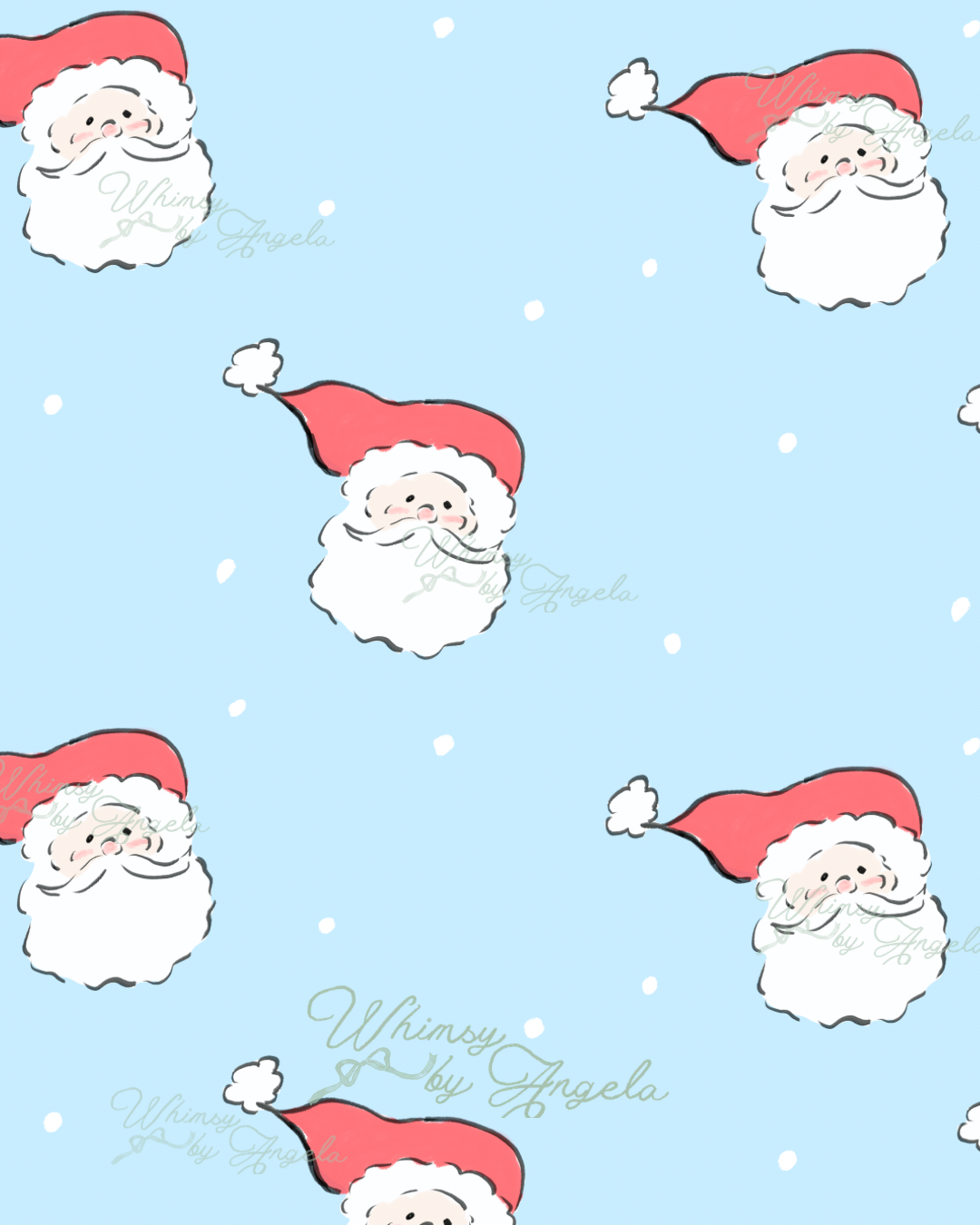 Santa Faces in Blue
