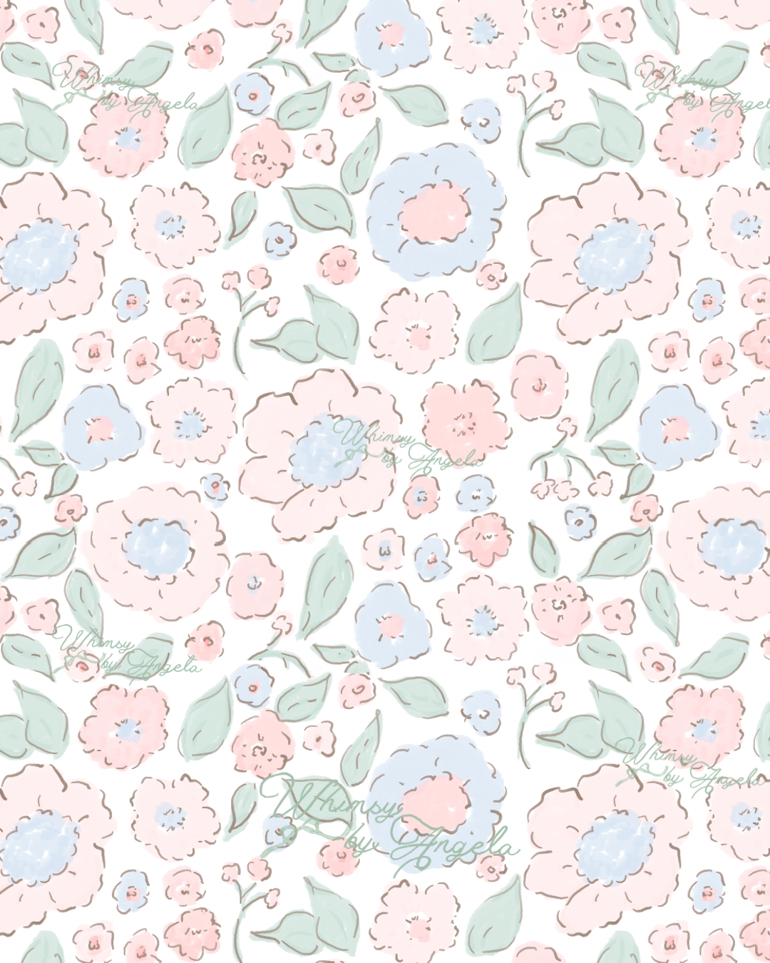 Sweet Blue Libby Flowers - Seamless Pattern