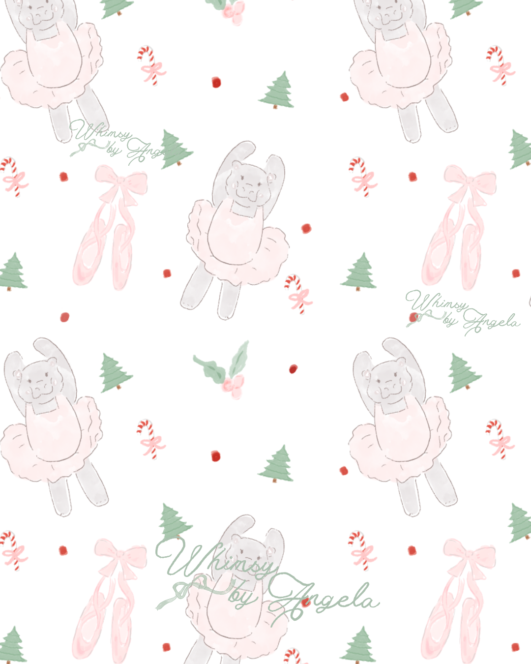 I Want a HippBallerina for Christmas - Seamless Pattern