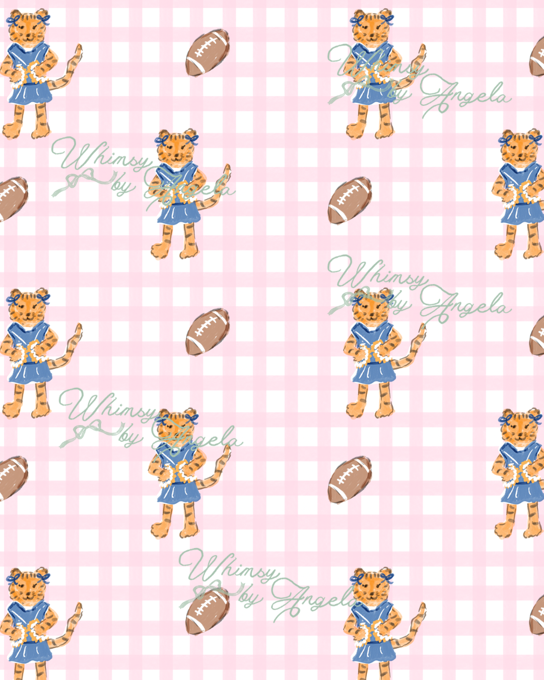 Tiger Cheerleaders in Pink Gingham