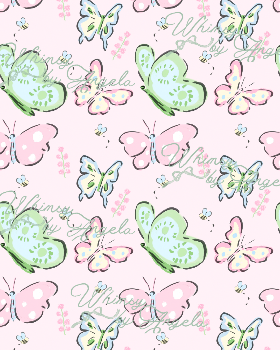 Hello March Butterflies  - Seamless Pattern
