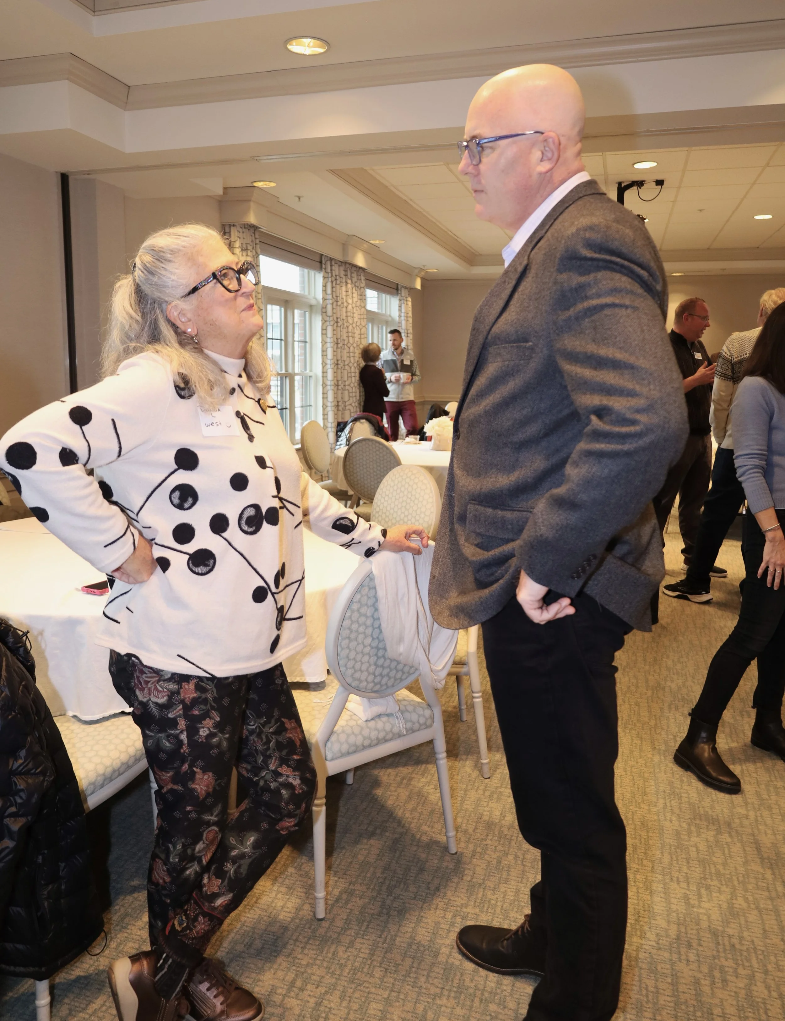 Former CSTC Board Chair Donna West speaks with State Senator Russ Huxtable