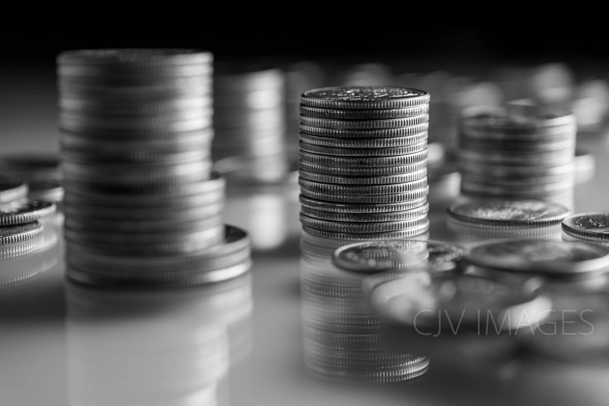 CURRENCY- QUARTERS STACKS BW #0850