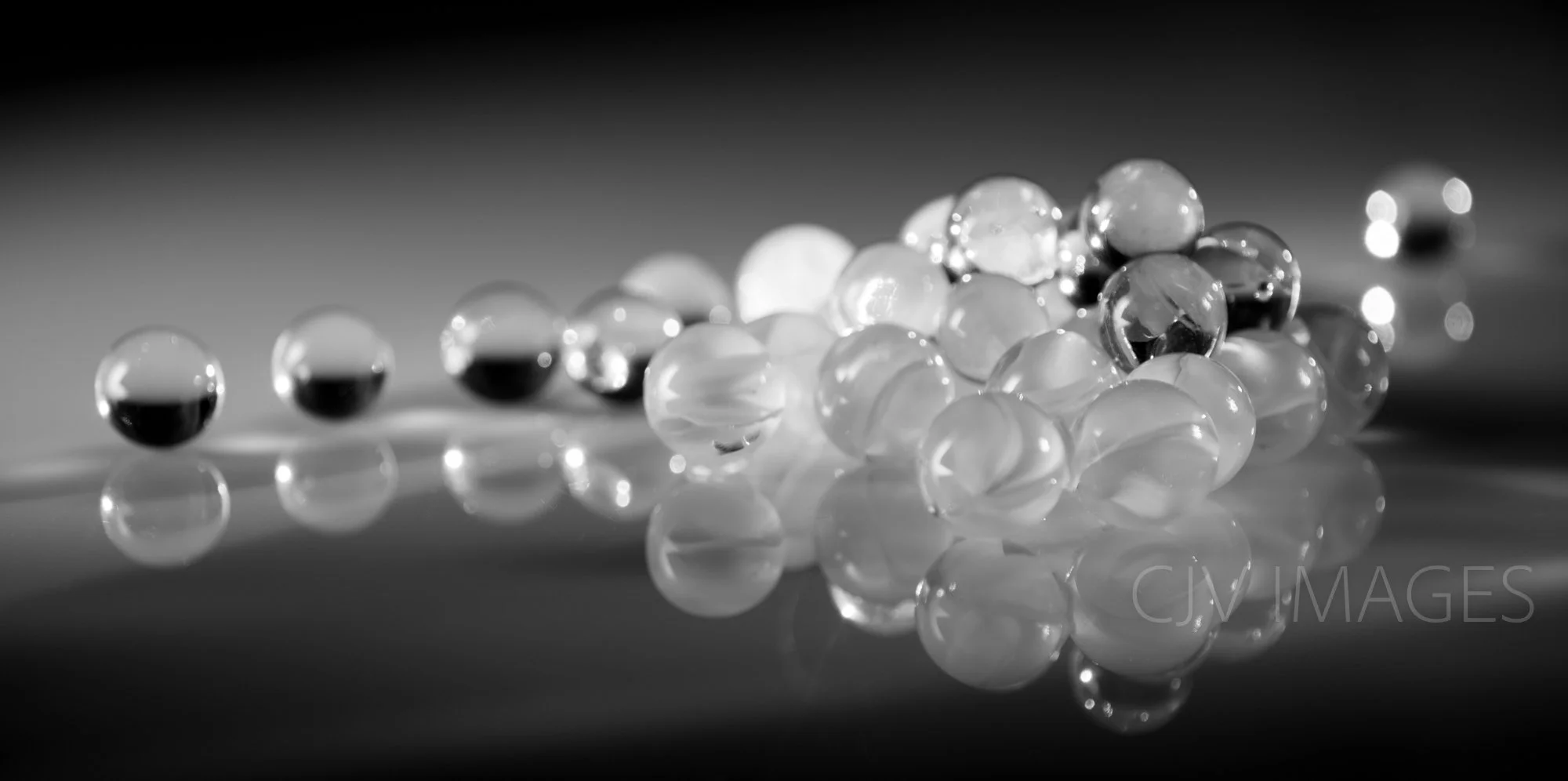 GLASS- MARBLE CATS EYE 16mm- CLEAR14mm BW #1490