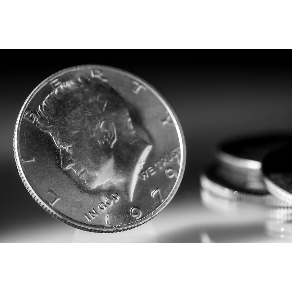 CURRENCY- JFK HALF DOLLAR WITH QUARTERS BW #0730-Web.jpg