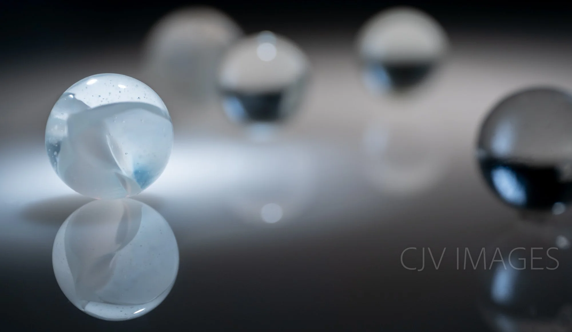 GLASS- MARBLE CATS EYE 16mm- CLEAR14mm  #1347