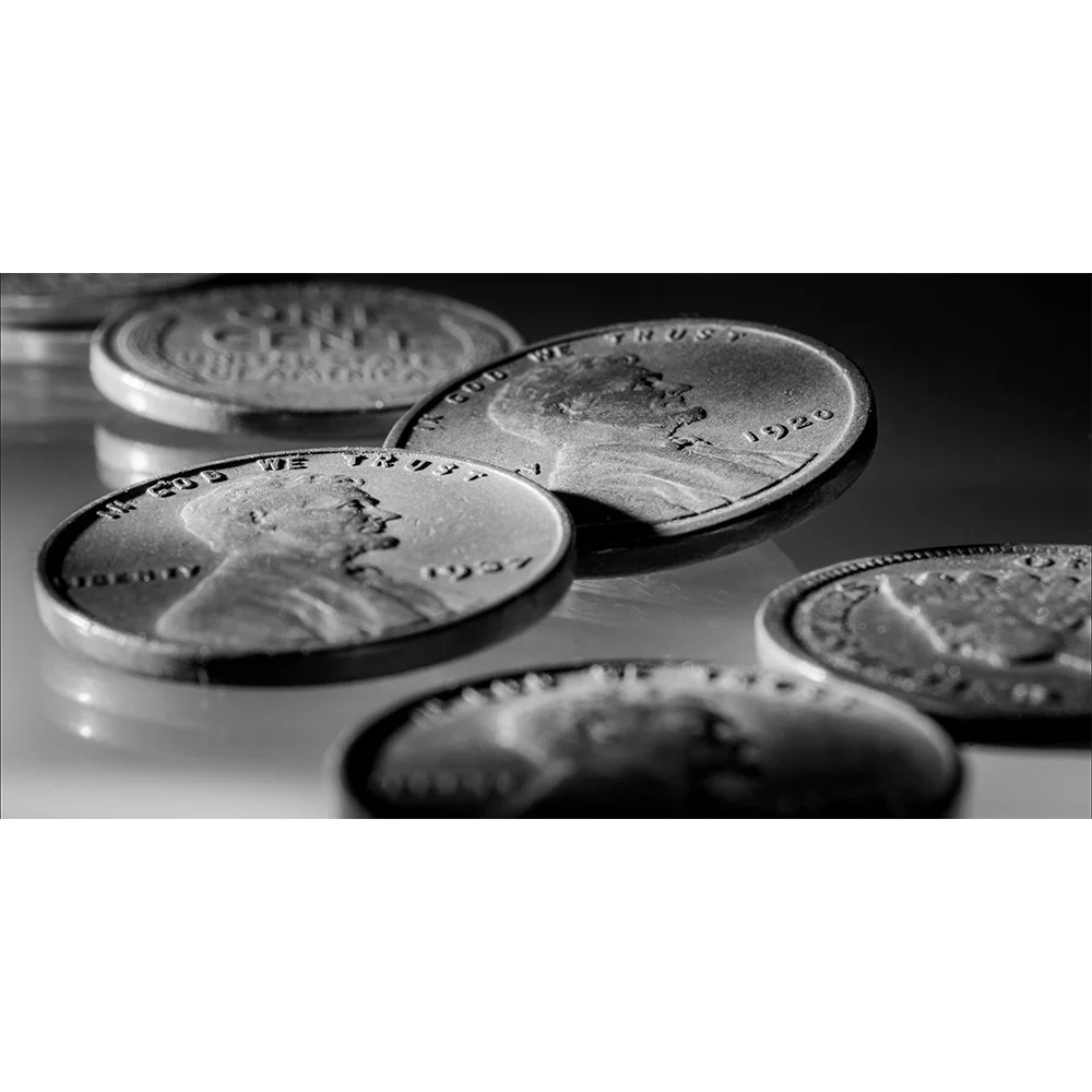 CURRENCY-LINCOLN PENNIES CROPPED BW 1920, 1937 #1847