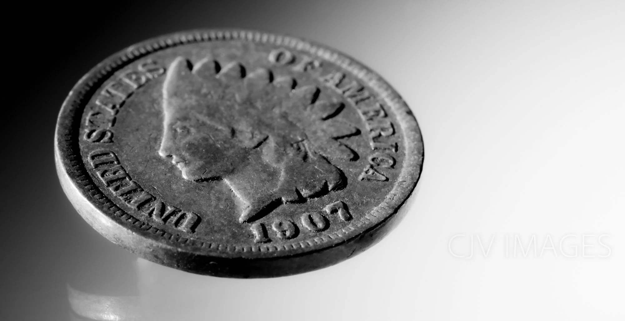 CURRENCY- INDIAN HEAD CROPPED BW 1907 #1810
