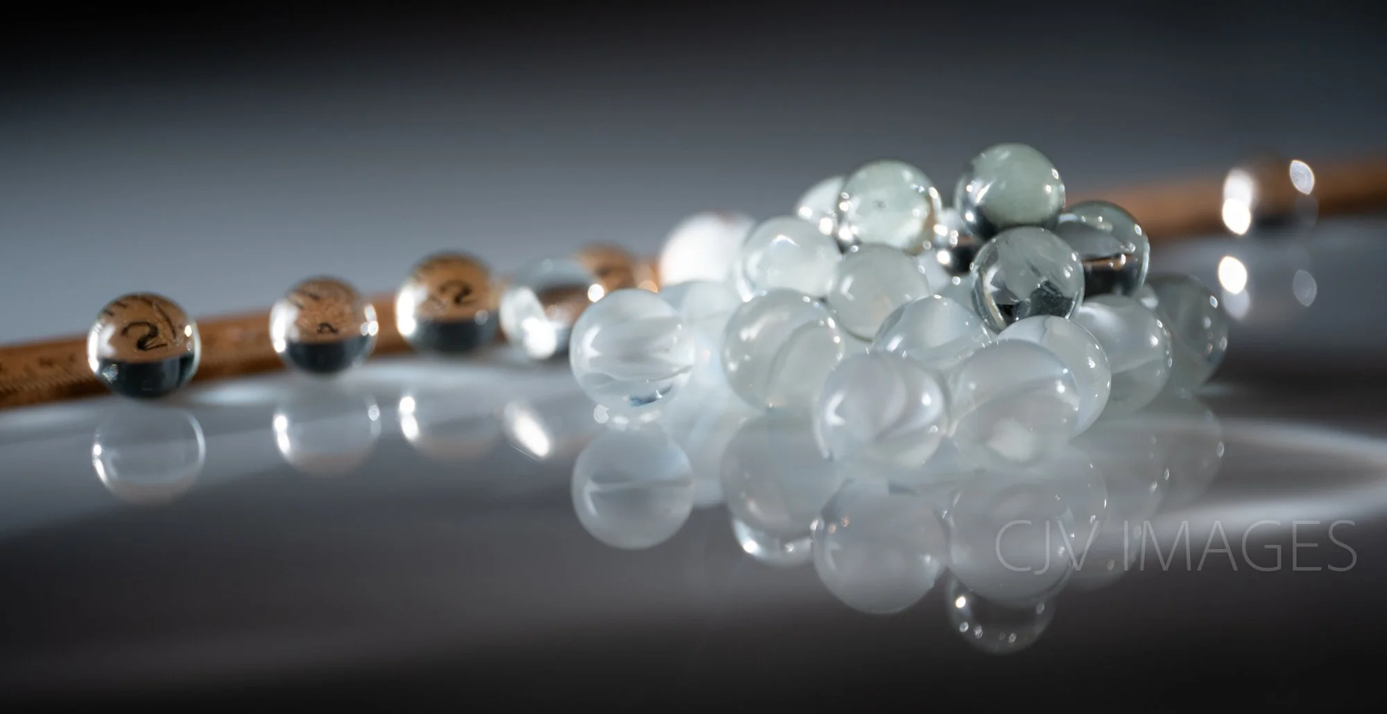 GLASS- MARBLE CATS EYE 16mm- CLEAR14mm  #1479