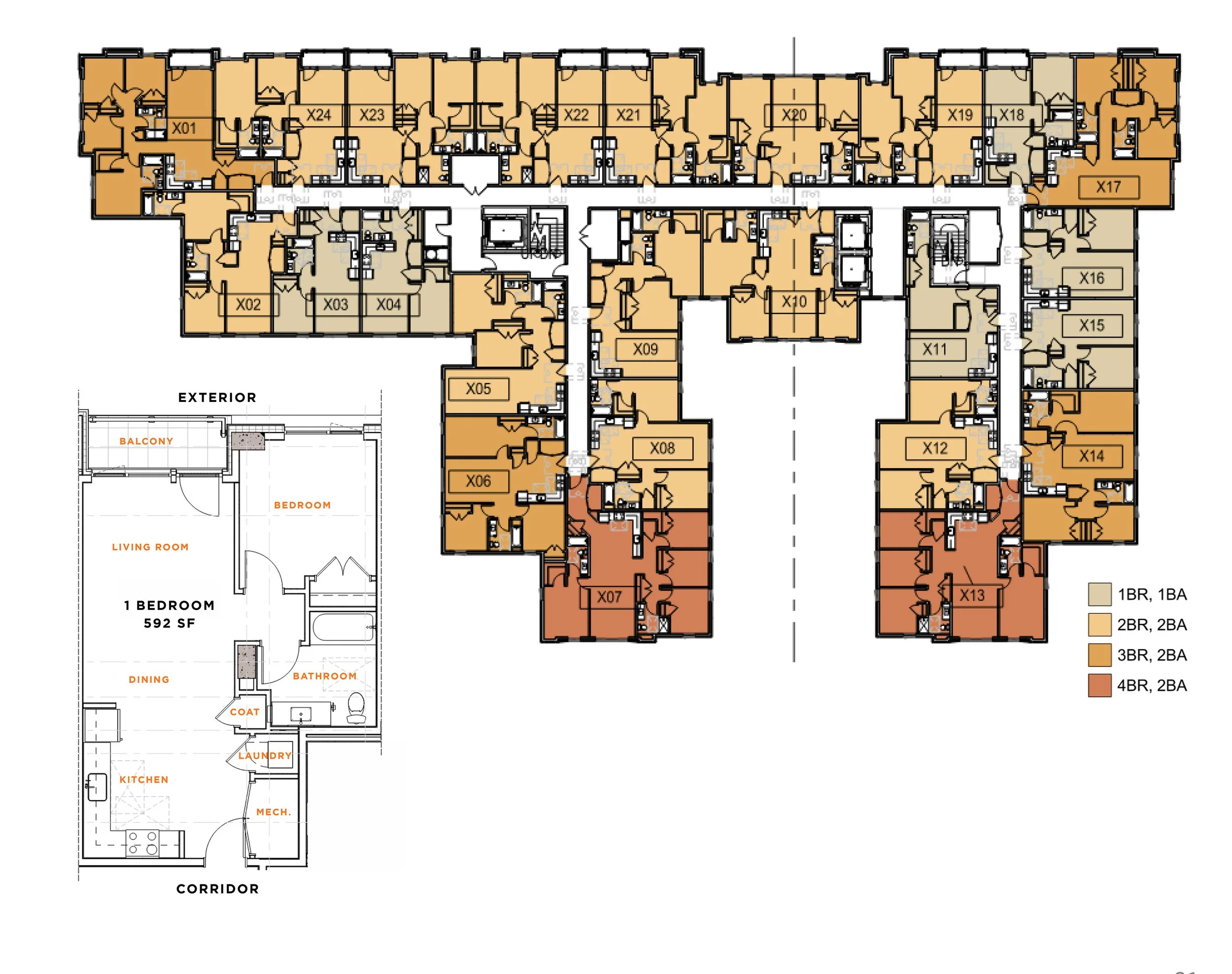 McClennan Architects gives intense care to Unit Design. With large buildings like Tevis Place and over 200 units, ample space is given to each individual, with consistent layouts providing to the needs of all residents of the building.