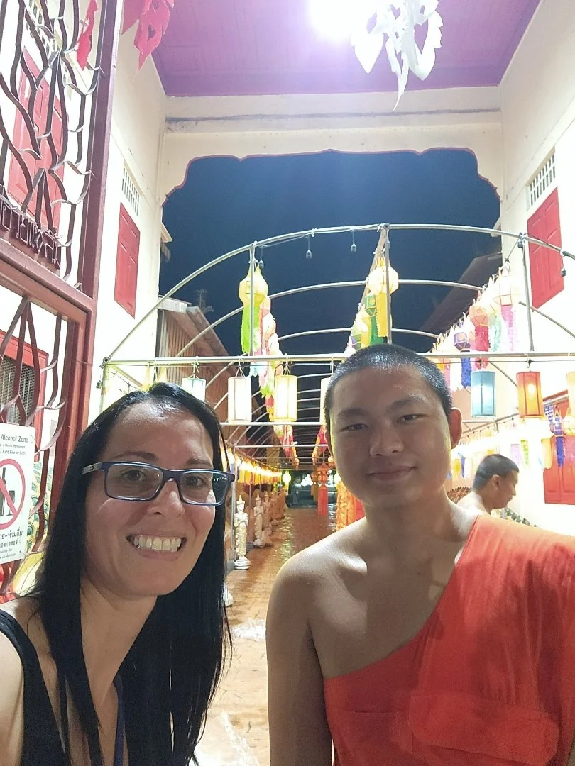 Massage therapist Andrea visiting Thailand and learning traditional Thai massage practices